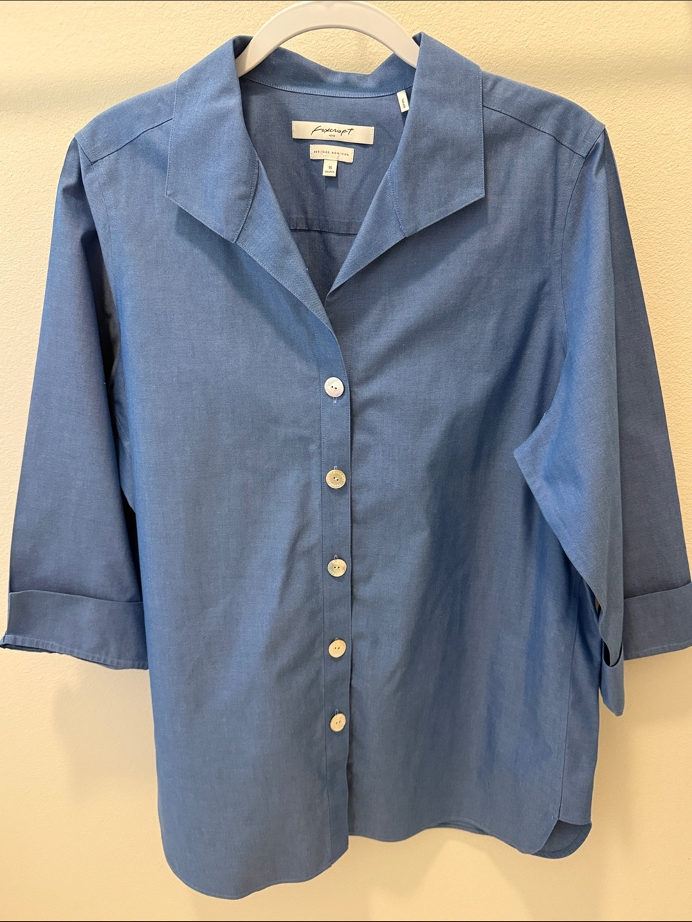 Foxcroft Heritage Non-Iron Women’s Cotton Blue Shirt 16
